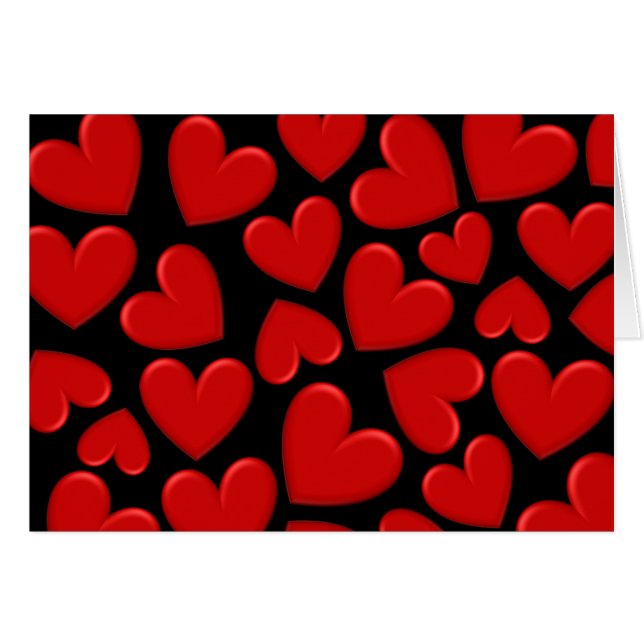 Cartão Corações Vermelhos Puffy (Frente Horizontal)
