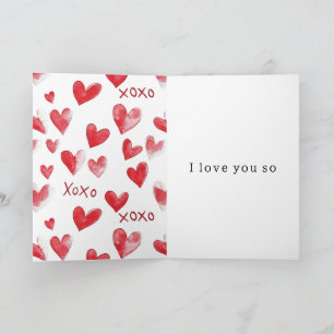 Cartão Corações Vermelhos XOXO Amor