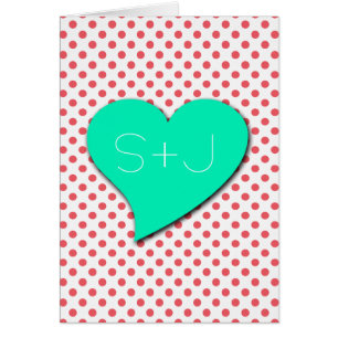 Cartão Coral Pink Bolinhas-Monograma por Shirley Taylor