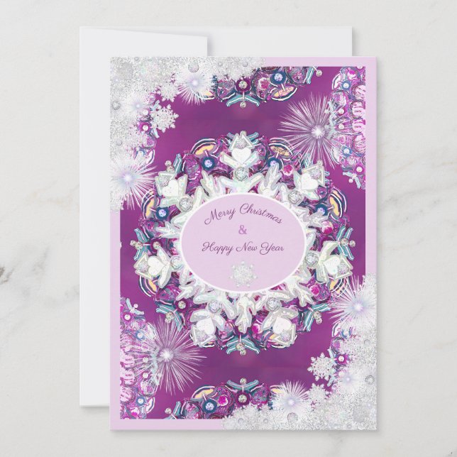 Cartão Corante vermelho cardinal e floco de neve (Frente)