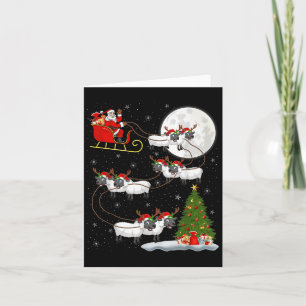 Cartão Cordeiros Ovelhas Papai Noel Trenó Voador Divertid