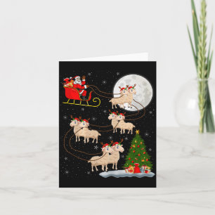 Cartão Cordeiros Ovelhas Papai Noel Trenó Voador Divertid