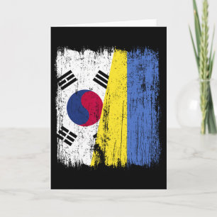 Cartão Coreia do Sul Ucrânia Meia Bandeira Sul-Coreano Uc