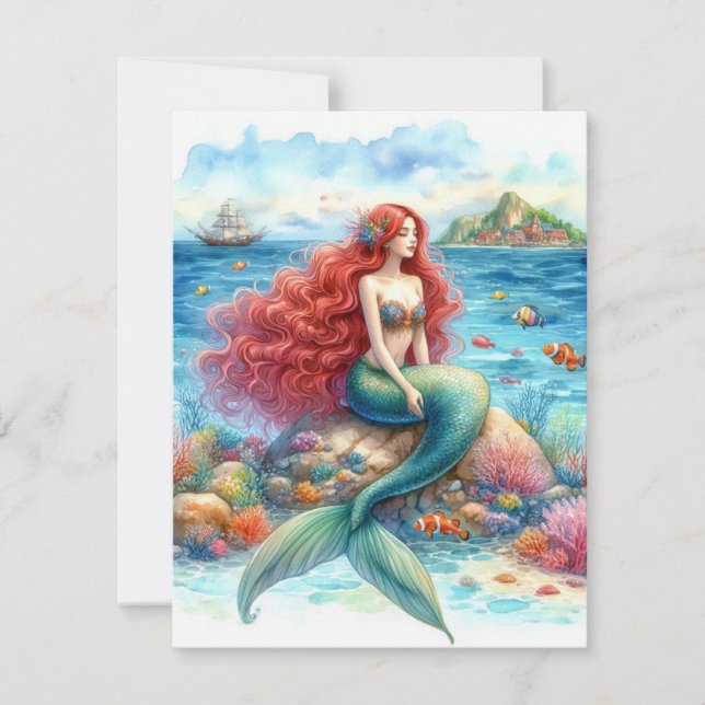 Cartão Cores d'água da Mermaid (Frente)