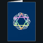 Cartão Cores de estrela judaicas<br><div class="desc">Estrela judaica em cores pastel no tatuagem da chama perfeito para o hoshanah hebreu dos feriados,  do passover,  do hanukkah ou do rosh.</div>