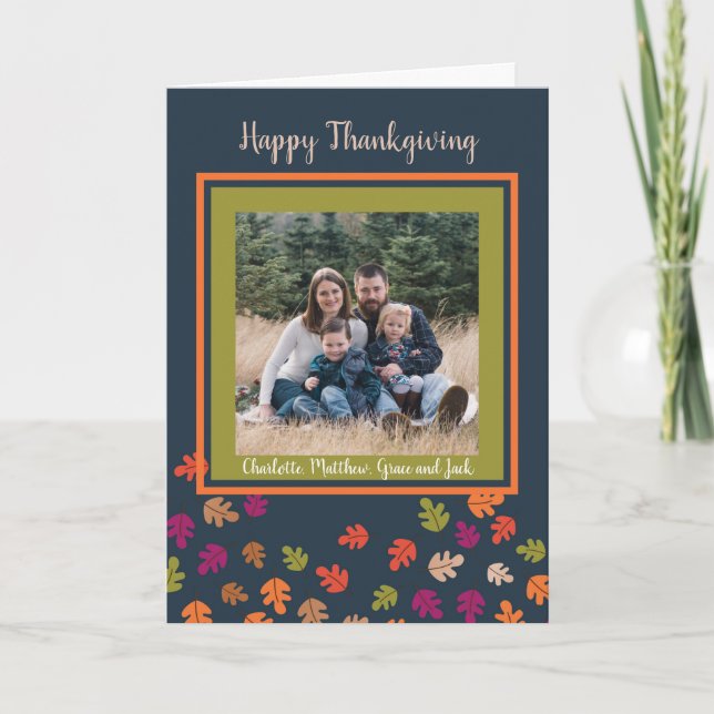 Cartão Cores de outono Feliz Ação de Graças (Frente)