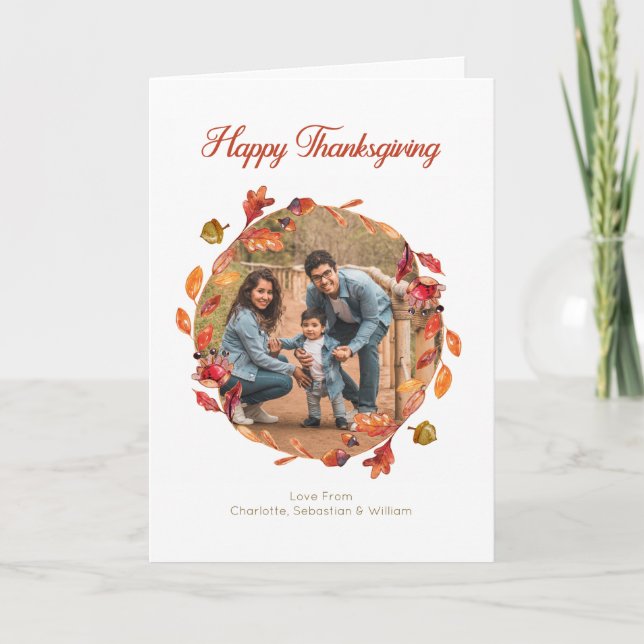 Cartão Cores de outono Feliz Dia de Ação de Graças Folha  (Frente)