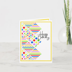 Cartão Cores e Padrões Brilhantes - Aniversário
