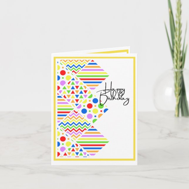Cartão Cores e Padrões Brilhantes - Aniversário (Frente)