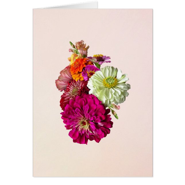 Cartão Cores Mistas do Buquê Zinnia (Frente)