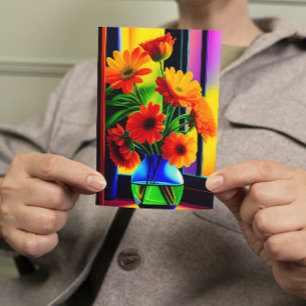 Cartão Cores Negros Saudação de Buquê Falso Artístico