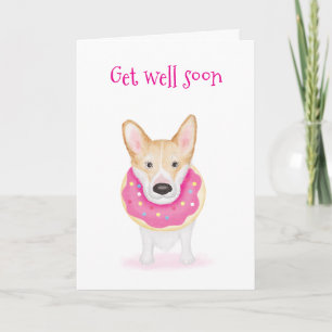 Cartão Corgão bonito vestindo uma rosquinha do pescoço fi