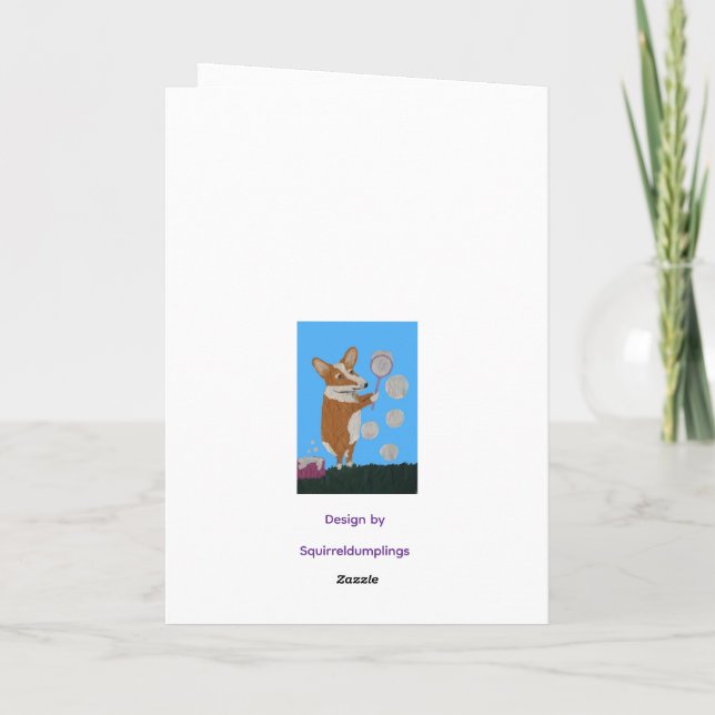 Cartão Corgi and Butterflies Happy Easter  (Verso)