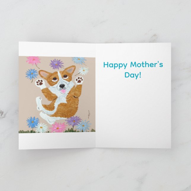 Cartão Corgi and Butterflies Happy Mother's Day (Interior)