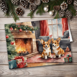Cartão Corgi Cachorro Natal Dupla Diversão
