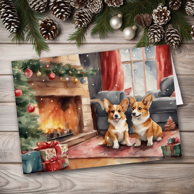 Cartão Corgi Cachorro Natal Dupla Diversão (Criador carregado)