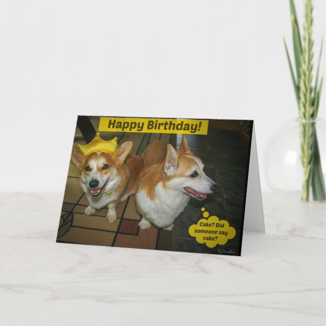 Cartão Corgi cake birthday card (Frente)