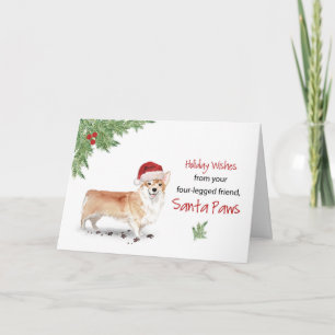 Cartão Corgi Christmas from Dog in Funny Santa Hat