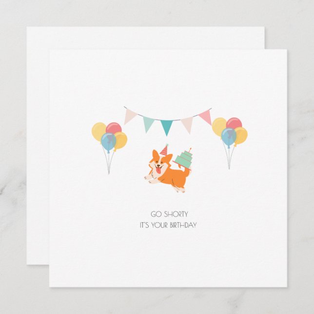 CARTÃO CORGI DE ANIVERSÁRIO FELIZ (Frente/Verso)