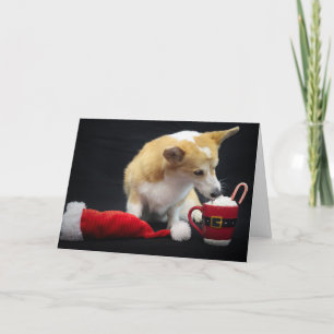 Cartão Corgi de Natal Comendo Creme Chantilly