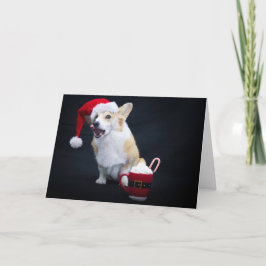 Cartão Corgi de Natal Lambendo os Lábios