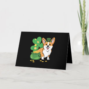 Cartão Corgi Dia de São Patrício com Chapéu de Duende