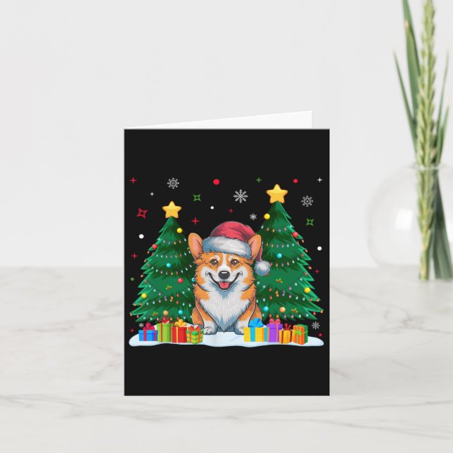 Cartão Corgi Dog Amava Santa Hat Moletom De Natal Feio (Frente)