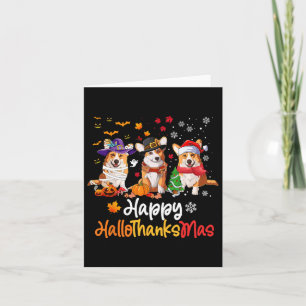 Cartão Corgi Dog Halloween Christmas Happy Hallothanksmas