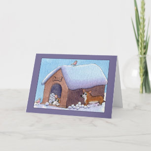 Cartão Corgi Dog Snowball Surprise! Blank