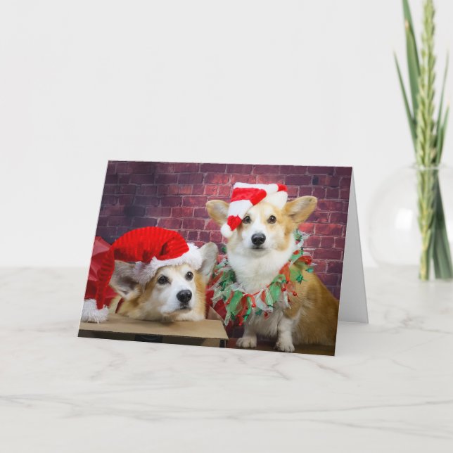 Cartão Corgi Elf Christmas Card (Frente)