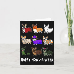 Cartão Corgi Engraçado Dia das Bruxas Feliz Howl-o-ween