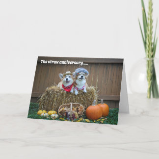 Cartão Corgi Farmer and wife anniversary card