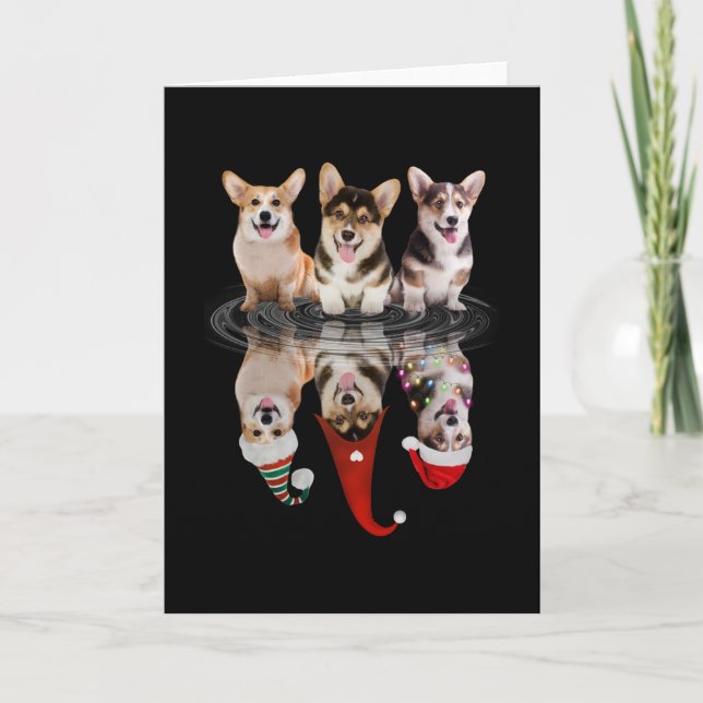 Cartão corgi feliz natal disfarce engraçado cachorro (Frente)