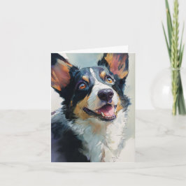 Cartão Corgi galês cardigan aquarela