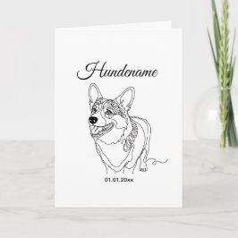 Cartão Corgi Line Art personalized dog
