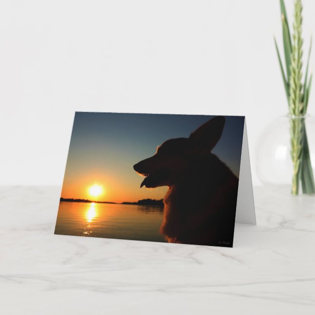 Cartão Corgi no Sunset Condolence Card (Frente)