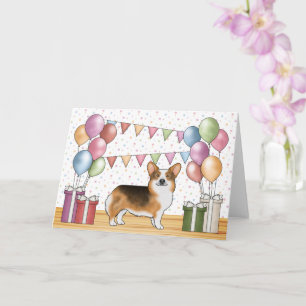 Cartão Corgi Pembroke Galês Tricolor de Cabeça Vermelha F