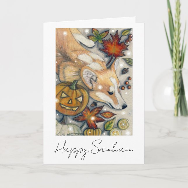Cartão Corgi Samhain (Frente)