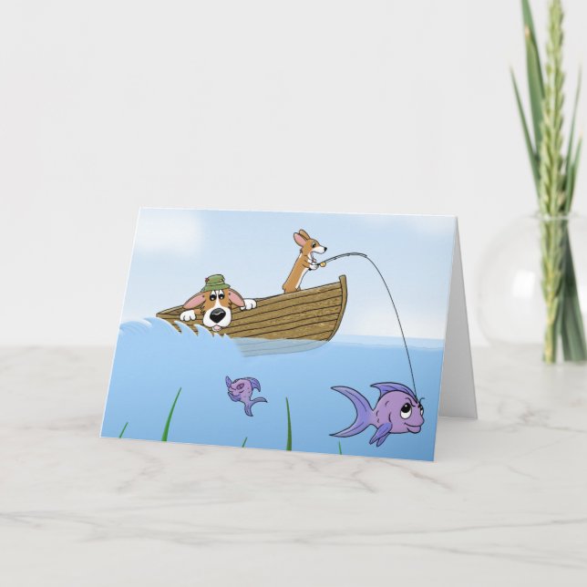 Cartão Corgi & Son Fishing Card (Frente)
