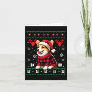 Cartão Corgi Ugly Funny Buffalo Xadrez Papai Noel Natal
