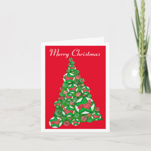 Cartão Corgi Welsh Dog Silhoule Árvore de Natal Vermelho