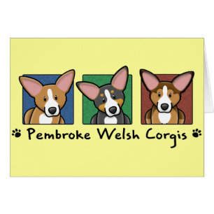 Cartão Corgis coloridos de Galês do Pembroke dos desenho