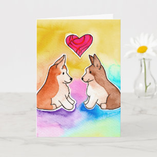 Cartão Corgis "Enviando Amor"