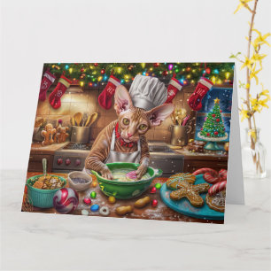 Cartão Cornish Rex Confeitaria de Férias: Natal Festivo