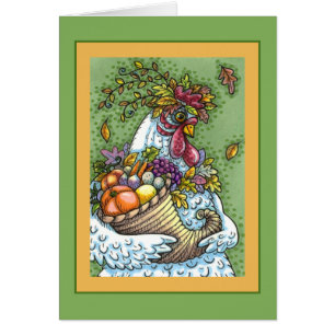 Cartão CORNUCOPIA HEN, OBRIGADA AO Vazio DE COLHEITA DE F