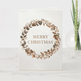Cartão Coroa Botânica Elegante Feliz Natal Férias
