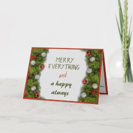 Cartão Coroa de Natal Alegre Citação de Boas Festas de Na