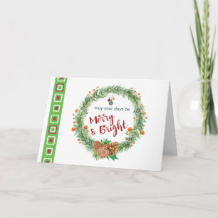 Cartão Coroa de Natal Alegre e Brilhante