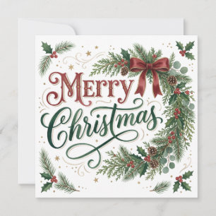 Cartão Coroa de Natal com Letreiro à Mão Foto