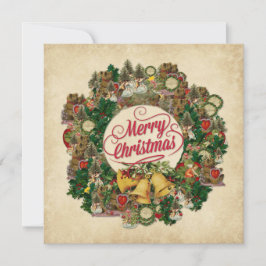 Cartão Coroa de Natal Vintage (Feliz Natal)